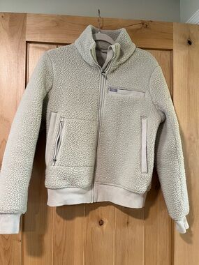 Figs On-Shift Sherpa Zip-Up Jacket in Ivory Size Small